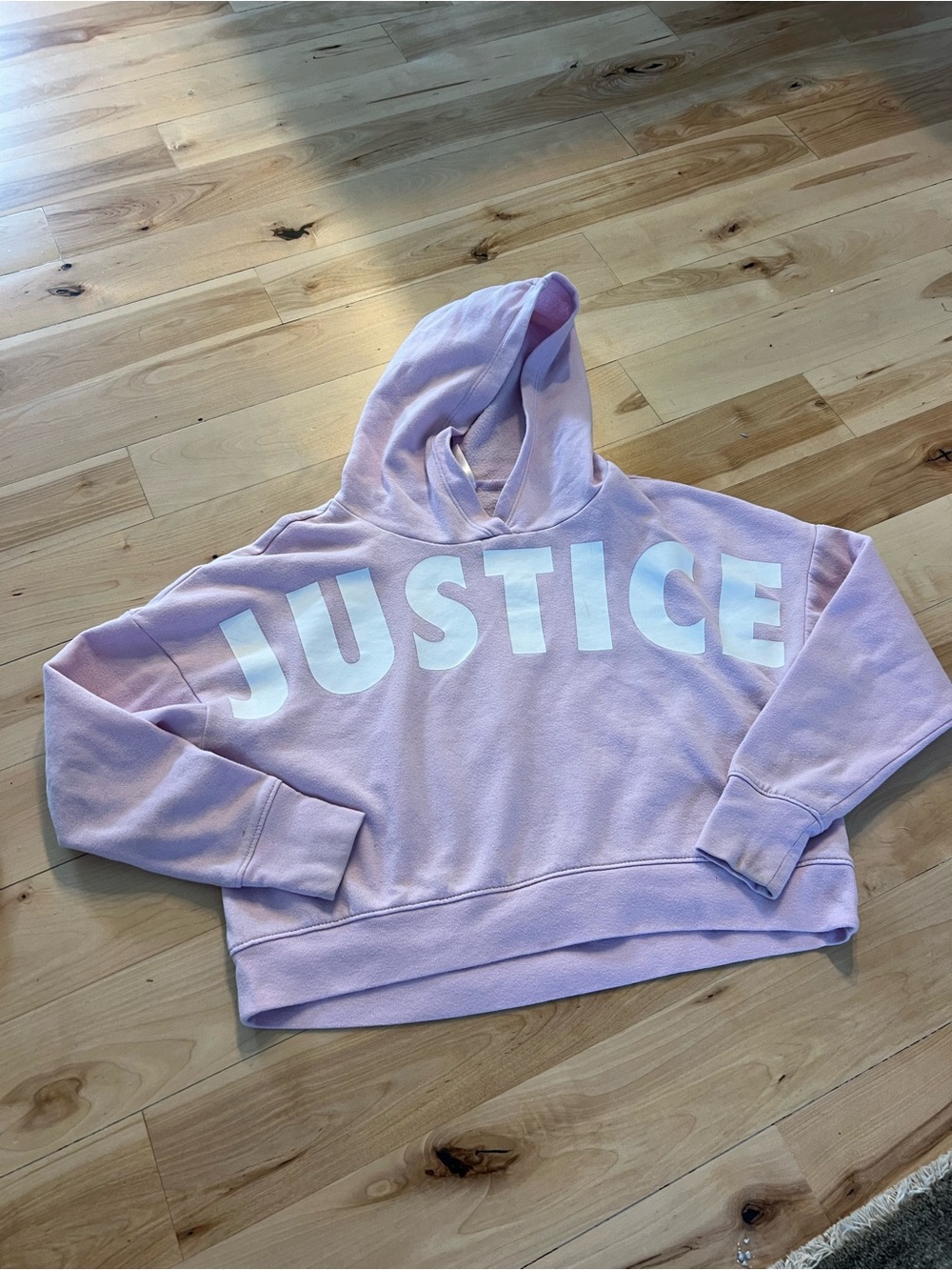 Justice Lilac Hooded Cropped Sweatshirt with White Logo